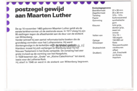 Nederland NVPH M15 (PZM15) Postfris Postzegelmapje 500e geboortedag Maarten Luther 1983