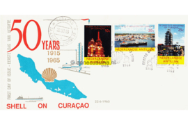 Nederlandse Antillen NVPH E36c (Uitgave met eiland blauw en schelp) Onbeschreven 1e Dag-enveloppe Olie-industrie op Curaçao 1965