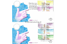 Nederland NVPH E451 Onbeschreven 1e Dag-enveloppe Zegels uit boekje "tien maal Gefeliciteerd" (PB76) op 2 enveloppen  2002