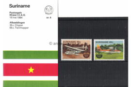 Republiek Suriname Zonnebloem Presentatiemapje PTT nr 4 Postfris Postzegelmapje Het 40-jarig bestaan van de Internationale Organisatie voor de Burgerluchtvaart (ICAO) 1984