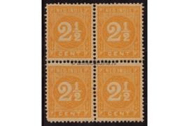 Nederlands-Indië NVPH 19 Postfris (2 1/2 cent) (Blokje van vier) Cijfer 1883-1890