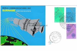 Suriname (Lion) NVPH E83 (E83L) Onbeschreven 1e Dag-enveloppe Wereld Telecommunicatie Dag 1971