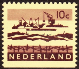 Nederland NVPH 794bH Gestempeld Onderzijde ongetand; Fosforescerend papier (10 cent) Landschapzegels 1972