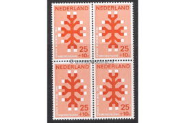 Nederland NVPH 928 Postfris (25 + 10 cent) (Blokje van vier) Kankerbestrijding 1969