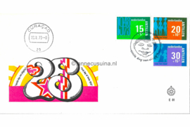 SPECIALITEIT! NIET GECATALOGISEERD! Nederlandse Antillen (Windroos) NVPH E81 (E81?? Uitgave met weggevallen tekst "federatie antilliaanse jeudzorg") Onbeschreven 1e Dag-enveloppe Kinderpstzegels 1973
