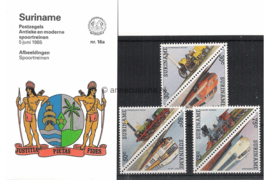 Republiek Suriname Zonnebloem Presentatiemapje PTT nr 16 en 16A Postfris Postzegelmapje Antieke en moderne treinen 1985