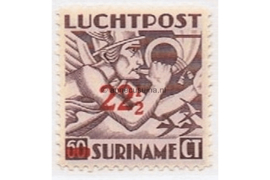 Suriname NVPH LP24 Gestempeld (22 1/2 ct op 60 ct) Mercurius Overdrukken 1945