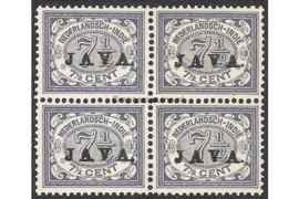 Nederlands-Indië NVPH 69 Postfris (7 1/2 cent) (Blokje van vier) Zegels der uitgiften 1902/3-1908 overdrukt met zwart met JAVA 1908