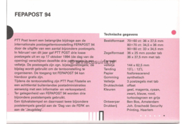 Nederland NVPH M128 (PZM128) Postfris Postzegelmapje Blok Postzegeltentoonstelling FEPAPOST 94 1994