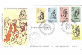 Suriname NVPH E52d (Uitgave met Barmhartige Samaritaan) Onbeschreven 1e Dag-enveloppe Paasweldadigheidszegels 1967