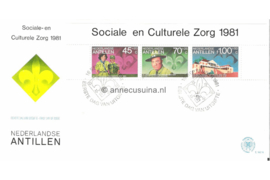 Nederlandse Antillen (Postdienst) NVPH E142a (E142APO) Onbeschreven 1e Dag-enveloppe Blok Cultuur, 50 jaar Antilliaanse Padvindersvereniging 1981