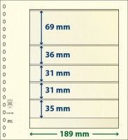 Hagelnieuw & Afgeprijsd! Lindner T-Blanco blad met 5 stroken (Lindner 802506P) (per 10 stuks)