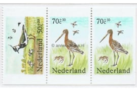 Nederland NVPH 1305a-1305c Postfris Strook Twee of drie zijden ongetand, afkomstig uit Postzegelboekje (PB30) Zomerzegels, Weidevogels 1984