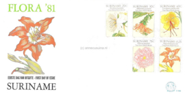 Republiek Suriname Zonnebloem E48 Onbeschreven 1e Dag-enveloppe Bijzondere bloemen 1981
