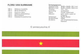 Republiek Suriname Zonnebloem Presentatiemapje PTT nr 60A en 60B Postfris Postzegelmapje Surinaamse bloemen 1990