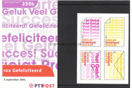 Nederland NVPH M250a+b (PZM250a+b) Postfris Postzegelmapje Zegels uit postzegelboekje "10 om te feliciteren" (PB71) in dubbele waarde 2001