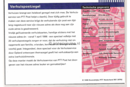 Nederland NVPH M150 (PZM150) Postfris Postzegelmapje Verhuispostzegel 1996