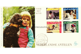 Nederlandse Antillen (Lion) NVPH E51 (E51L) Onbeschreven 1e Dag-enveloppe Kinderpostzegels, Kinderen en dieren 1968