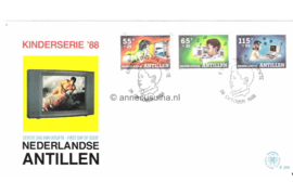 Nederlandse Antillen (Postdienst) NVPH E206 (E206PO) Onbeschreven 1e Dag-enveloppe Kinderzegels 1988