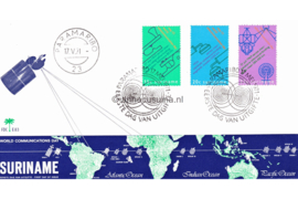 Suriname (Palmboom) NVPH E83 (E83P) Onbeschreven 1e Dag-enveloppe Wereld Telecommunicatie Dag 1971