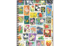 2eHands / Zeer Nette Staat Bloemen/Vogel thema Insteekboek Meerkleurig 10 Witte Bladzijden / 7 Pergamijn Stroken / Pergamijn tussenbladen