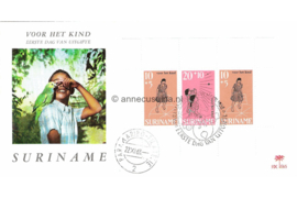 Suriname (Palmboom) NVPH E65 (E65P) Onbeschreven 1e Dag-enveloppe Blok Kinderpostzegels 1968