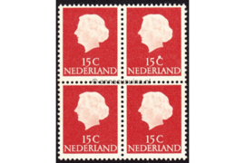 Nederland NVPH 619 Gestempeld (15 cent) (Blokje van vier) Koningin Juliana En Profil Lage waarden 1953-1967