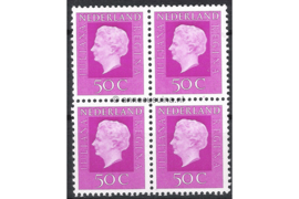 Nederland NVPH 945 Gestempeld (50 cent) (Blokje van vier) Koningin Juliana ('Regina') 1971