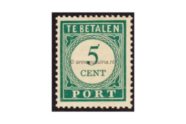 Curaçao NVPH P35 Postfris (5 cent) Cijfer en waarde in donkergroen. 1948-1949