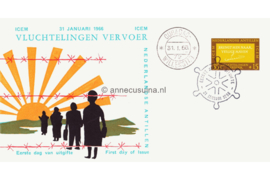 Nederlandse Antillen NVPH E40d (Uitgave met ondergaande zon) Onbeschreven 1e Dag-enveloppe I.C.E.M. Vluchtelingen 1966