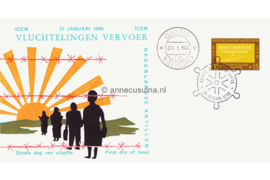 Nederlandse Antillen NVPH E40d (Uitgave met ondergaande zon) Onbeschreven 1e Dag-enveloppe I.C.E.M. Vluchtelingen 1966