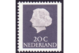 Nederland NVPH 621K Gestempeld Rechterzijde ongetand; Gewoon papier (20 cent) Koningin Juliana (en profil) 1953-1967