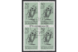 Suriname NVPH 474 Gestempeld (30 + 15 cent) (Blokje van vier) Paaszegels 1967