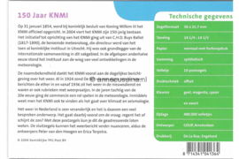 Nederland NVPH M293 (PZM293) Postfris Postzegelmapje 150 jaar KNMI 2004