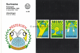 Republiek Suriname Zonnebloem Presentatiemapje PTT nr 80 Postfris Postzegelmapje Kinderzegels met toeslag ten bate van het kind. Afbeeldingen van kindertekeningen 1992
