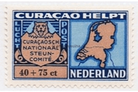 Curaçao NVPH LP59 Ongebruikt (40+75 cent) Curaçao Helpt. Landkaart van Nederland en inschrift Curaçao helpt Nederland. 1946