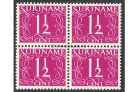 Suriname NVPH 250 Postfris (1 1/2 cent) (Blokje van vier) Cijfer (van Krimpen) 1948-1951