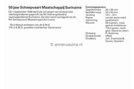 Republiek Suriname Zonnebloem Presentatiemapje PTT nr 27 Postfris Postzegelmapje 50 jaar Scheepvaart Maatschappij Suriname 1986