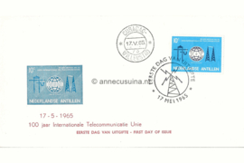 Nederlandse Antillen NVPH E35g (Uitgave met vergroting postzegel blauw) Onbeschreven 1e Dag-enveloppe 100 jaar U.I.T. 1965