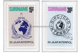 Suriname NVPH 605-606 Postfris 50 jaar Interpol 1973