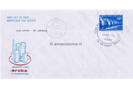 Nederlandse Antillen NVPH E11a (Uitgave met installatie en cirkel) Onbeschreven 1e Dag-enveloppe Waterinstallatie op Aruba 1959