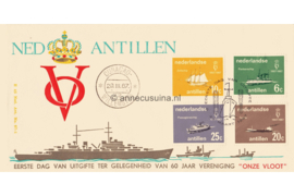 Nederlandse Antillen NVPH E45a (Uitgave met moderne oorlogsschepen) Onbeschreven 1e Dag-enveloppe 60 jaar Koninklijke Vereniging Onze Vloot 1967