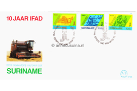 Republiek Suriname Zonnebloem E125 Onbeschreven 1e Dag-enveloppe 10 jaar landbouwontwikkeling (IFAD)1988