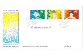 Nederlandse Antillen (SE-serie) NVPH E196 (E196S met nr. E190) Onbeschreven 1e Dag-enveloppe Kinderpostzegels 1987