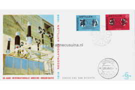 Nederlandse Antillen (Lion) NVPH E56 (E56L) Onbeschreven 1e Dag-enveloppe 50 jaar Internationale Arbeidsorganisatie I.A.O. 1969