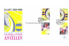 Nederlandse Antillen NVPH E220 (947b-948b) Onbeschreven 1e Dag-enveloppe BRUGPAREN MET TUSSENSTROOK S.U.B.T. Drugsbestrijding 1990