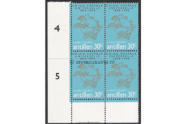Nederlandse Antillen NVPH 496 Postfris (30 cent) (Blokje van vier) HOEKSTUK 100 jaar Wereldpostvereniging (UPUI) 1974
