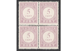 NVPH P21 Postfris (5 cent) (Blokje van vier) Cijfer en waarde in lila. Uitsluitend type I 1913-1931