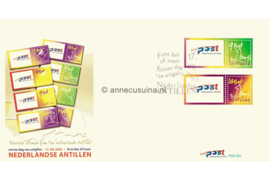Nederlandse Antillen NVPH EPPS001 Onbeschreven 1e Dag-enveloppe Persoonlijke postzegels uit blokken op 6 enveloppen 2003