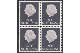 Nederland NVPH 621b Postfris FOSFOR (20 cent) (Blokje van vier) Koningin Juliana En Profil Lage waarden 1953-1967